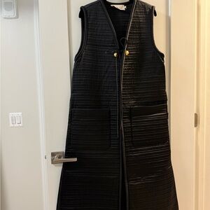 Tory Burch Black Quilted Vest with Gold Accents